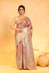 KAVVYA soft and lightweight rose gold color weaving silk saree - KAVVYA